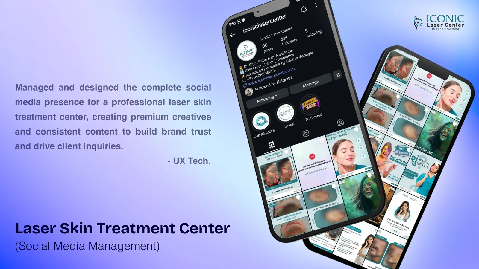 Iconic Laser Center & Gurujyot Skin Clinic dermatology clinical branding portfolio showcase