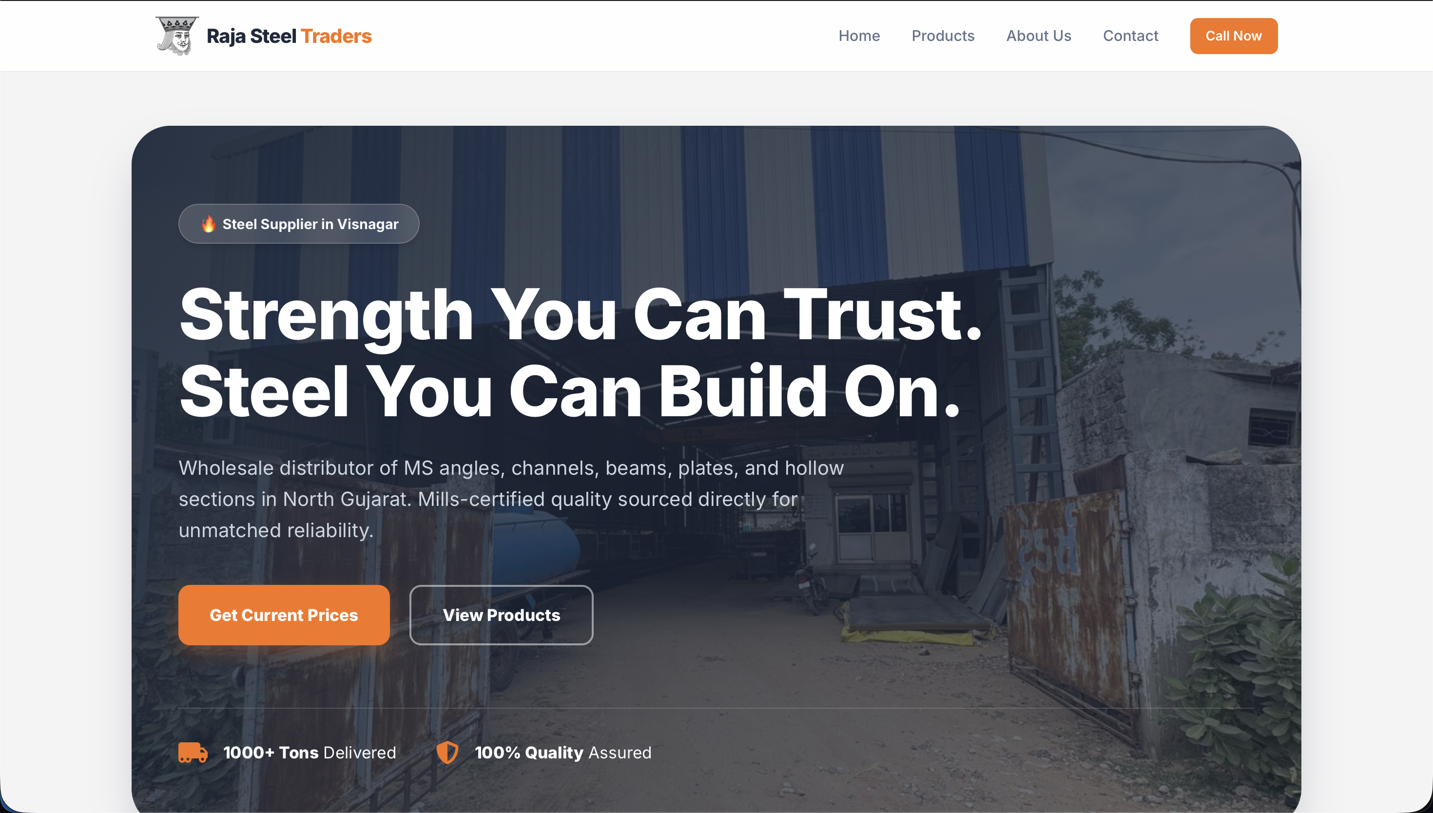 Raja Steel Traders Website Development